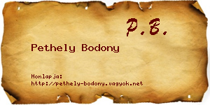 Pethely Bodony névjegykártya
